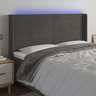 vidaXL Tête de lit à LED Gris foncé 183x16x118/128 cm Velours