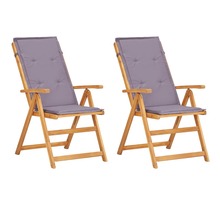 Vidaxl chaises inclinables de jardin 2 pièces marron bois solide d'acacia