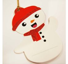 6 étiquettes cadeaux - bonhommes de neige à paillettes