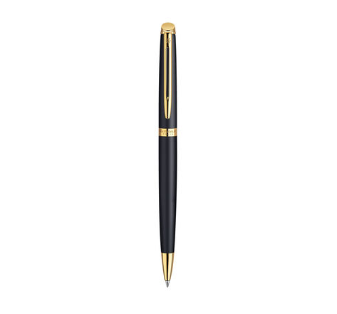 WATERMAN Hemisphere stylo bille, noir mat, attributs dorés, recharge bleue pointe moyenne, Coffret cadeau