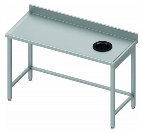 Table inox avec trou vide-ordure à droite - profondeur 600 - stalgast - 1600x600 x600xmm