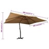 Vidaxl parasol en porte-à-faux avec mât en bois 400x300 cm taupe