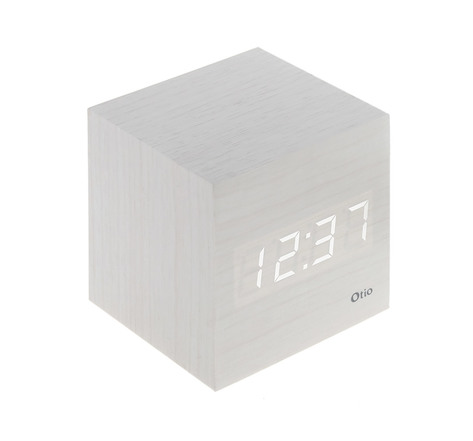 Thermomètre cube finition effet bois blanc cérusé - otio