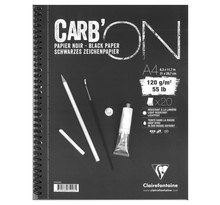 Bloc carb'on noir spirales a4 - 20 feuilles - 120g - clairefontaine