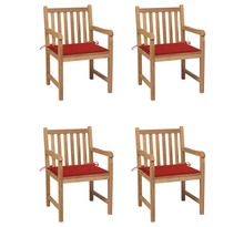 Vidaxl chaises de jardin 4 pcs avec coussins rouge bois de teck solide