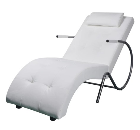 vidaXL Chaise longue avec oreiller Blanc Similicuir