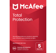 Mcafee total protection - licence 2 ans - 5 postes - a télécharger