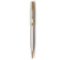 PARKER Sonnet Premium stylo bille, Argent Mistral (Argent massif), attributs plaqués or, recharge noire pointe moyenne, Coffret cadeau