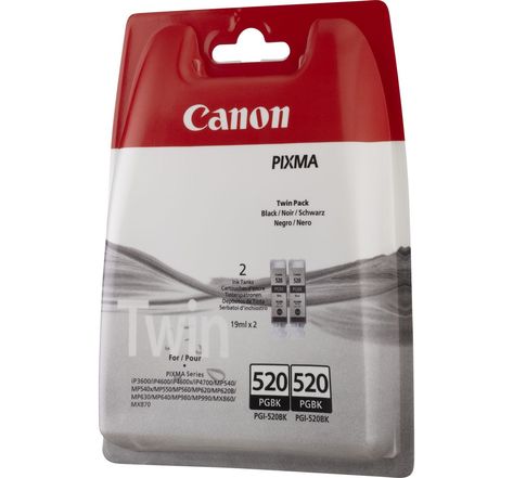 Canon pack de 2 cartouche d'encre  - pgi-520bk - noir - capacité standard blister avec alarme