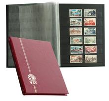 PERFECTA : Classeur fixe pour timbres (Petit modèle-Pages Noires-32p. Grenat)