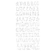 Stickers alphabet pailleté puffy argenté