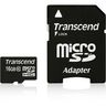 Carte mémoire Micro Secure Digital (micro SD) Transcend 16Go SDHC Class 10 avec adaptateur