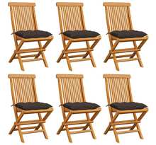 Vidaxl chaises de jardin avec coussins taupe 6 pcs bois de teck massif