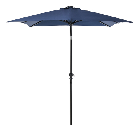 Parasol lumineux rectangulaire inclinable dim. 2,68L x 2,05l x 2,48H m parasol LED solaire métal polyester haute densité bleu