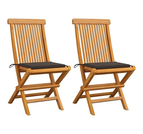 Vidaxl chaises de jardin avec coussins taupe 2 pièces bois de teck massif