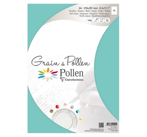 Paquet de 5 feuilles Grain de pollen 210x297 - Clairefontaine 46291c - Vert d'eau