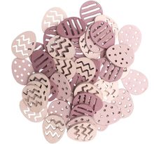 48 Confettis en bois - Oeufs Pâques - Rose