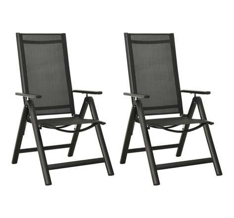 Vidaxl chaises pliables de jardin 2 pièces textilène et aluminium noir