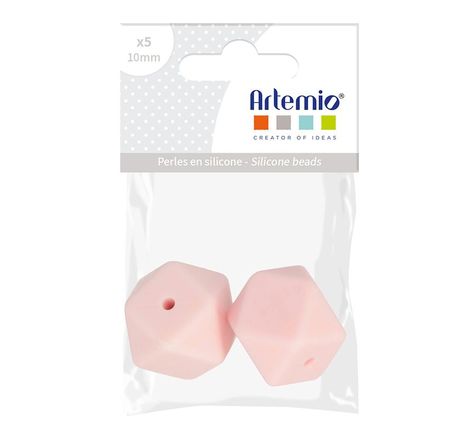 2 perles silicone hexagonales - 17 mm - rose poudré