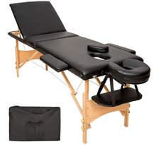 Tectake Table de massage pliante 3 Zones Bois, cosmétique, portable - noir