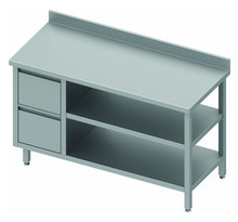 Table inox avec 2 tiroirs a gauche & 2 etagères - gamme 600 - stalgast - 1000x600 x600xmm
