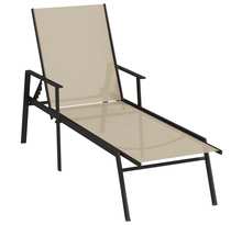 Vidaxl chaise longue acier et tissu textilène crème