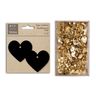 12 étiquettes stickers ardoises petits cœurs + 150 punaises dorées