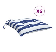 vidaXL Coussins de chaise 6 Pièces rayures bleues et blanches 50x50x7 cm