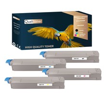 Qualitoner x4 toners 44643004 (noir + cyan + magenta + jaune) compatible pour oki