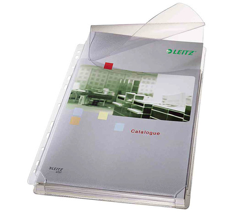 Sachet de 5 pochettes plan en PVC 170 µ grainé Capacité 200 feuilles LEITZ