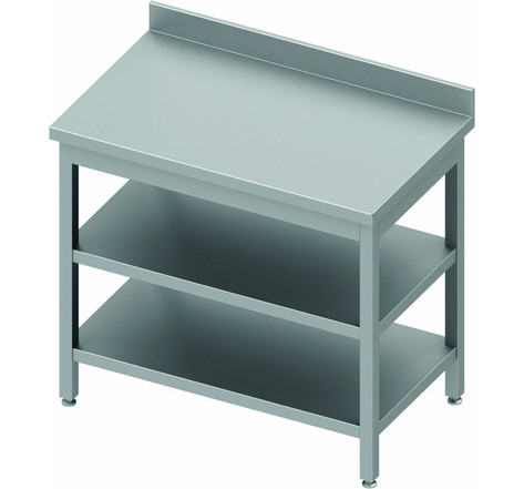 Table inox avec 2 etagères & dosseret - gamme 600 - stalgast - soudée - acier inoxydable1300x600 400x600x900mm