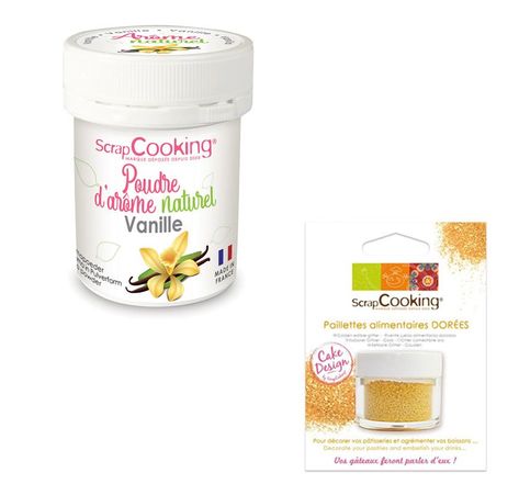 Arôme alimentaire naturel en poudre Vanille + paillettes dorées