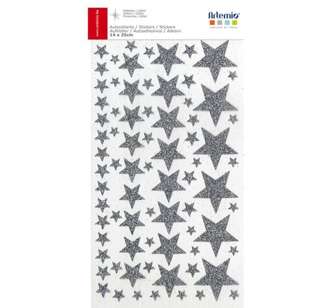 Stickers étoiles à paillettes argentées