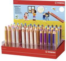 Présentoir x 48 crayons de couleur multi-talents woody 3in1 + 1 taille-crayon STABILO