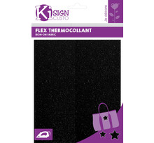 Tissu thermocollant pailleté Noir