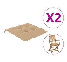 vidaXL Coussins de chaise 2 pcs Beige 40x40x7 cm Tissu