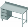 Table inox avec 3 tiroirs a gauche - gamme 600 - stalgast - 900x600 x600xmm
