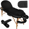 Tectake Table de massage pliante 3 zones bois 10 cm d'épaisseur ovale + rouleaux - noir