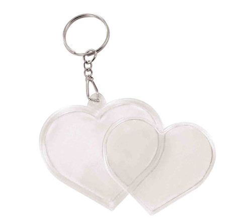 Porte-clés en plastique Coeur 4 8 cm 2 pièces