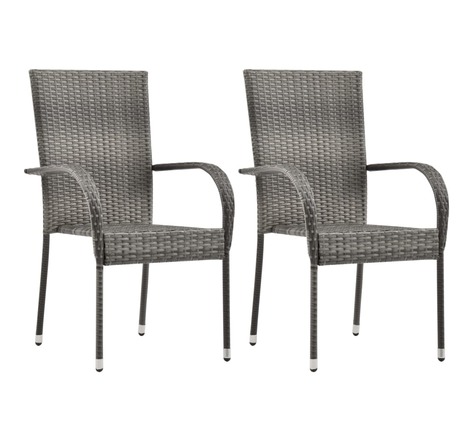 Vidaxl chaises empilables d'extérieur 2 pcs gris résine tressée