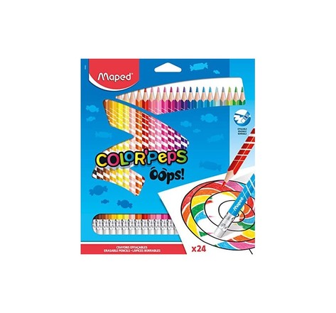 Maped Crayons de couleur COLOR'PEPS, effaçable, étui de 24