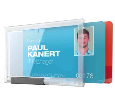 Pack 10 Porte-badge PUSHBOX DUO Carte 54 x 87 mm Transparent DURABLE