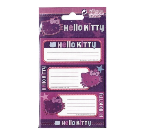 Hello kitty - 12 étiquettes autocollantes - collection étoiles