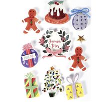 10 stickers 3D - Décorations de Noël 5 cm