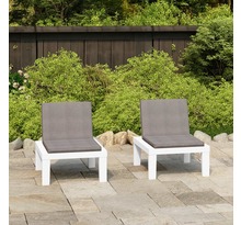 vidaXL Chaises de salon de jardin avec coussins 2 pcs Plastique Blanc
