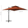 Vidaxl parasol déporté à double toit terre cuite 250x250 cm