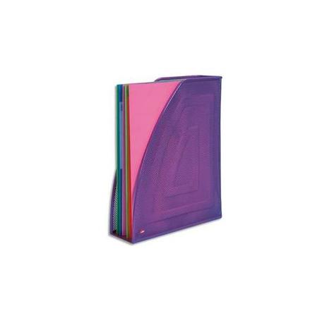 Porte-revues en métal Mesh - Dimensions : L26 x H33,5 cm, Dos 8cm coloris violet ALBA