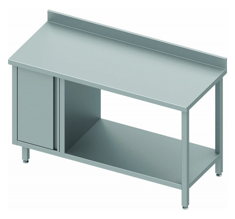 Table de travail inox adossée avec porte et etagère - gamme 800 - stalgast -  - inox900x800 x800x900mm