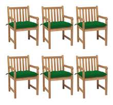 vidaXL Chaises de jardin 6 Pièces avec coussins vert Bois de teck solide