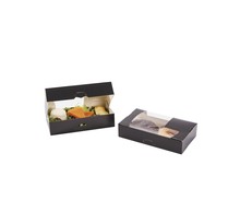 (1 lot   50 boîtes) boîte carton noire avec fenêtre 23 x 23 x 5cm